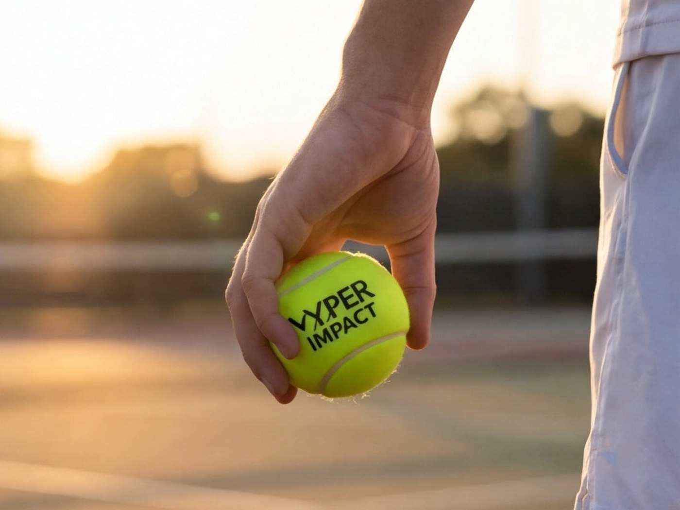 VYPER Impact Padel-Ball in der Hand auf dem Court